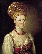 unknow artist Portrait of an Unknown Woman in Russian Costume painting